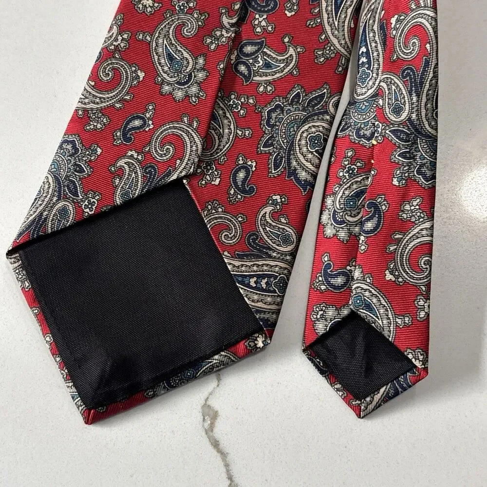 VINTAGE Brittania Brittsport Men's Neckties RED PAISLEY Black Polka Dot Set of 2